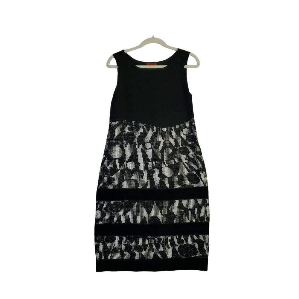 NWOT Missoni Orange Label Women's Sleeveless Black White Cable Knit Tweed Dress